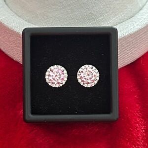 Luxury Sakura Pink‎ 2.0 CT Moissanite Diamond halo stud earrings